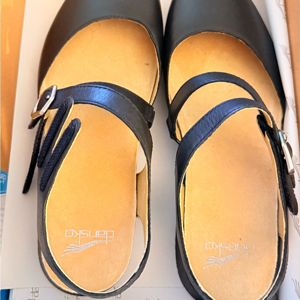 Dansko Black Leather Flats brand new